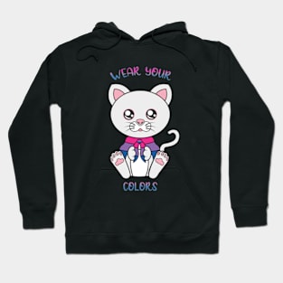 Bisexual flag, cute cat lgbt Hoodie